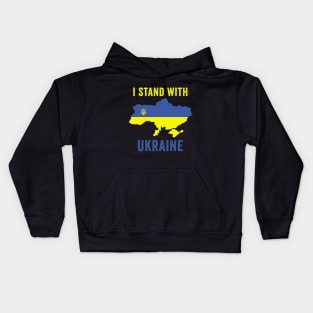 I Stand With Ukraine, Ukraine Map Kids Hoodie